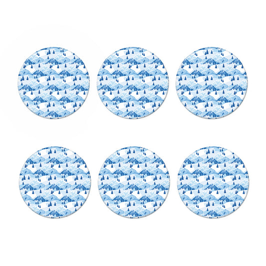 Skiing Mountain Print Coaster Set