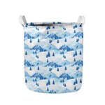 Skiing Mountain Print Collapsible Laundry Basket