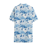 Skiing Mountain Print Cotton Hawaiian Shirt
