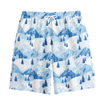 Skiing Mountain Print Cotton Shorts