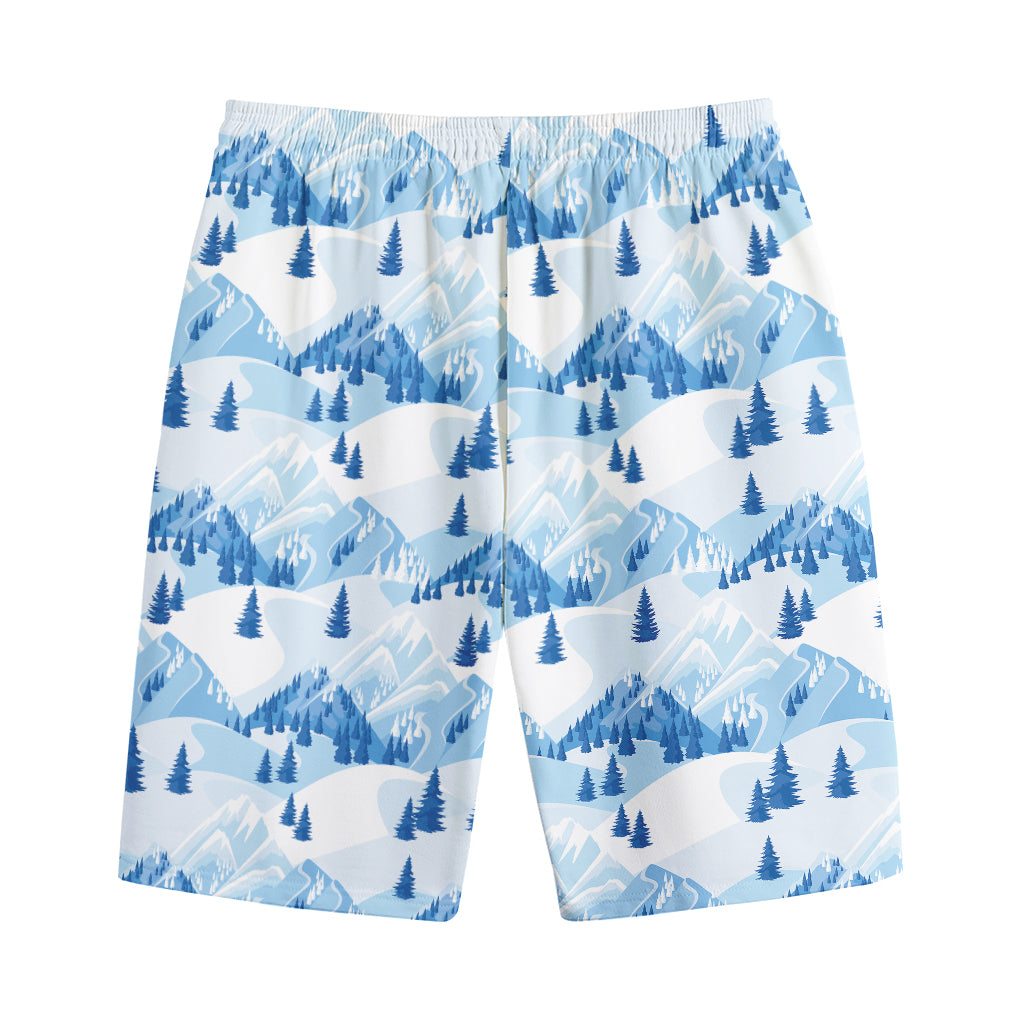 Skiing Mountain Print Cotton Shorts