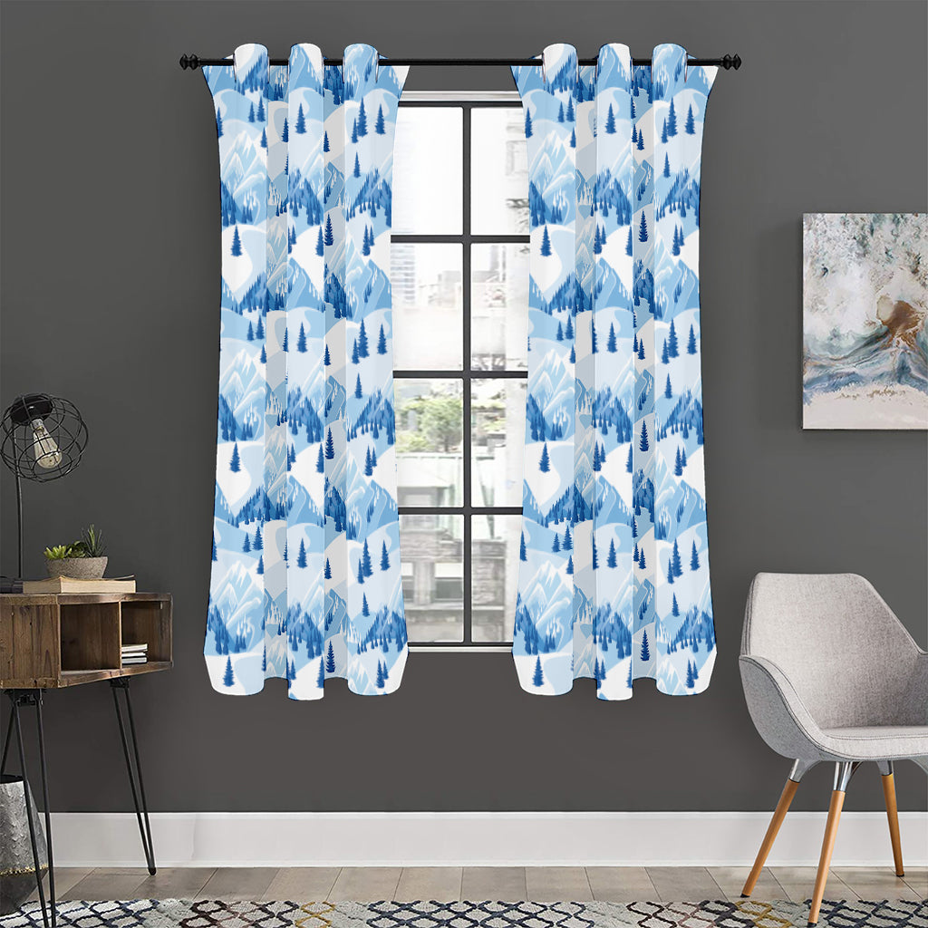 Skiing Mountain Print Curtain