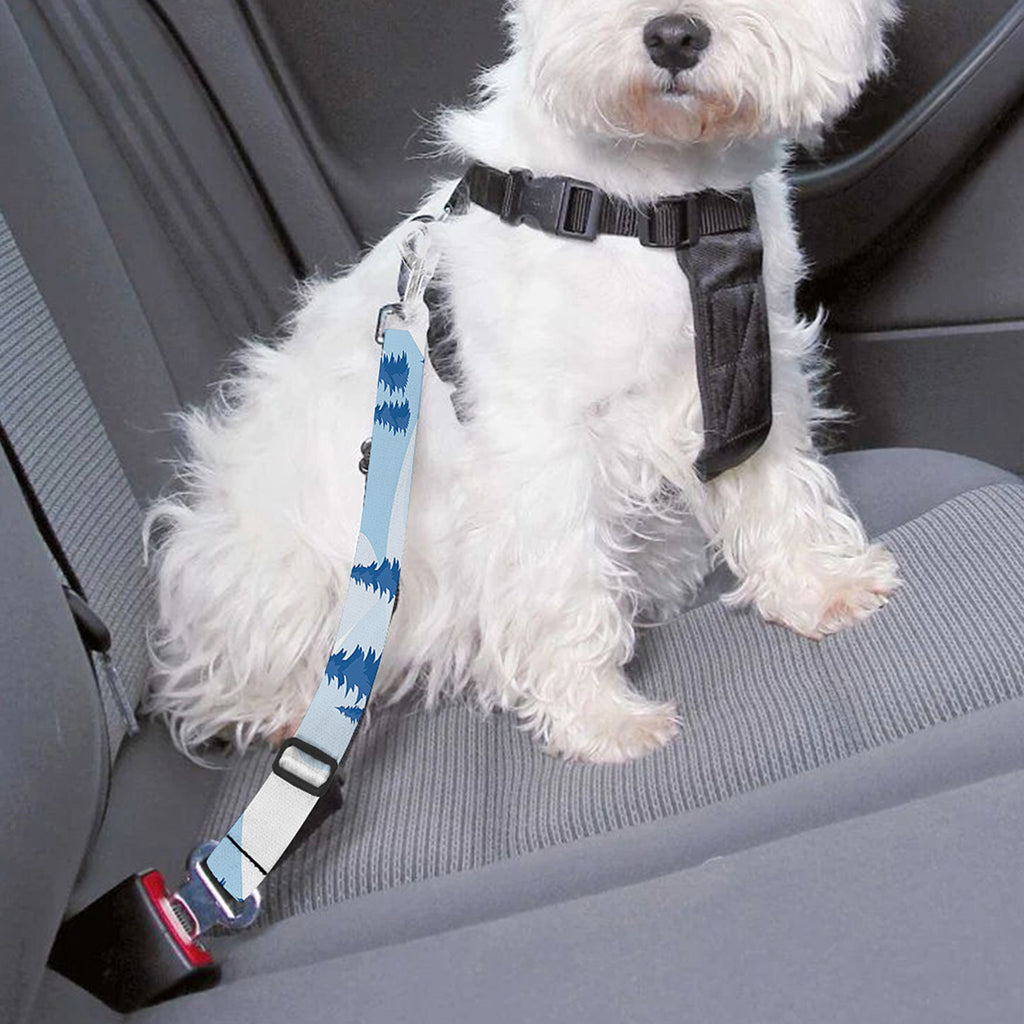 Skiing Mountain Print Dog Seat Belt