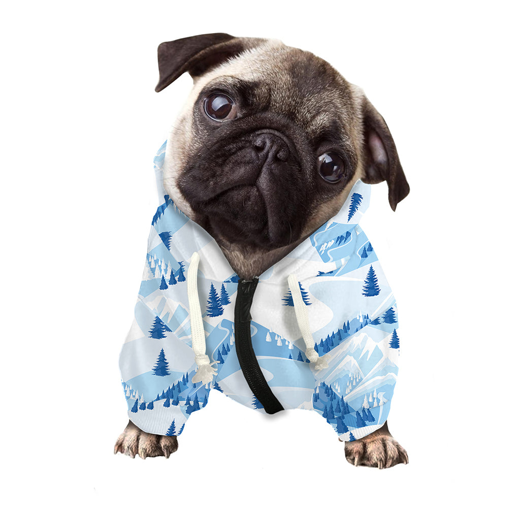 Skiing Mountain Print Dog Zip Up Hoodie