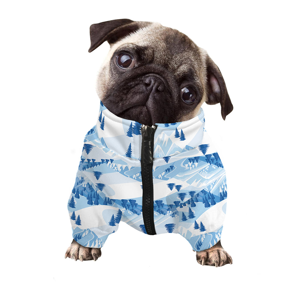 Skiing Mountain Print Dog Zip Up Jacket
