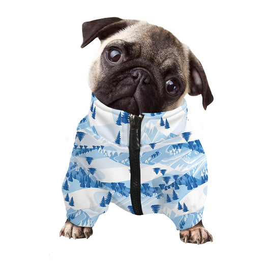 Skiing Mountain Print Dog Zip Up Jacket