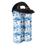 Skiing Mountain Print Double Neoprene Wine Tote