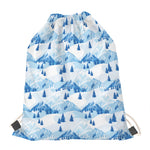 Skiing Mountain Print Drawstring Bag