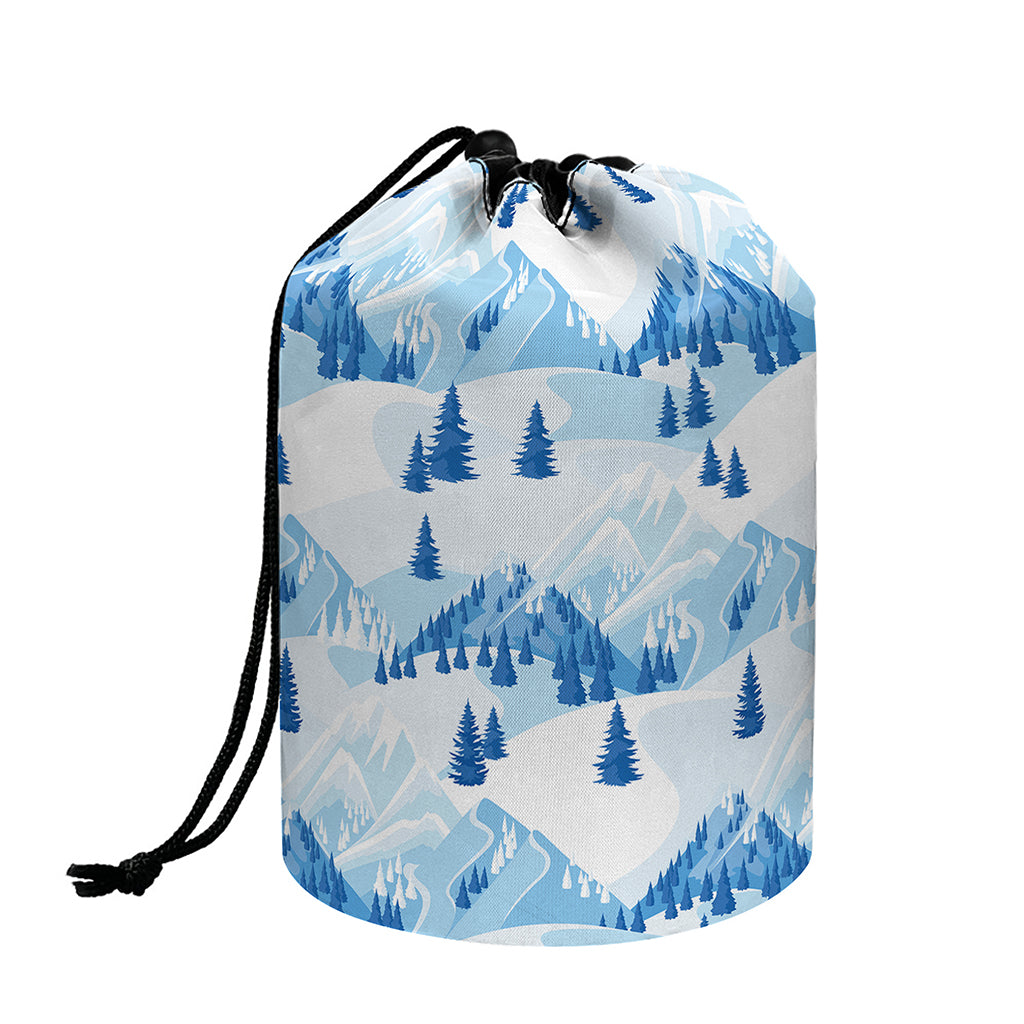 Skiing Mountain Print Drawstring Makeup Bag