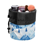 Skiing Mountain Print Drawstring Makeup Bag