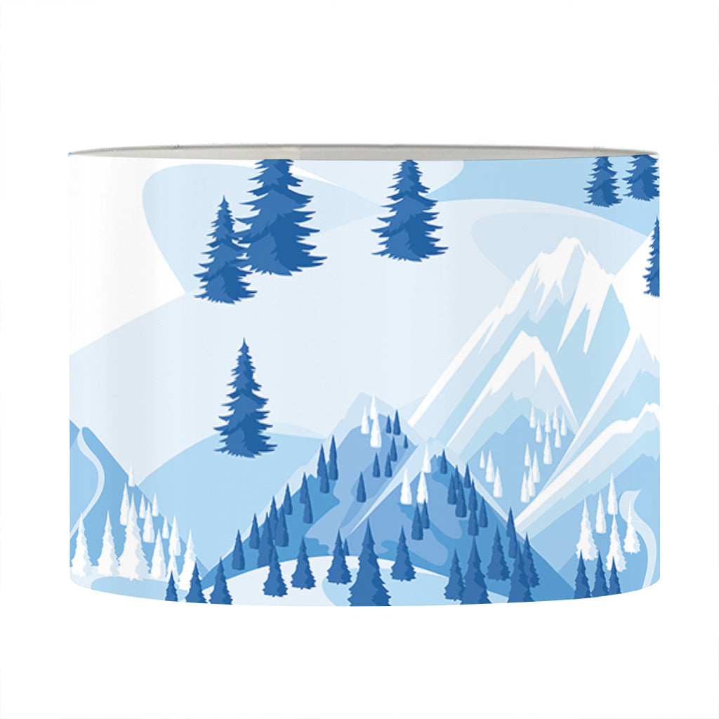 Skiing Mountain Print Drum Lamp Shade