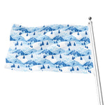 Skiing Mountain Print Flag
