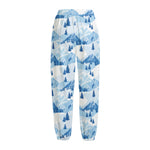 Skiing Mountain Print Fleece Lined Knit Pants