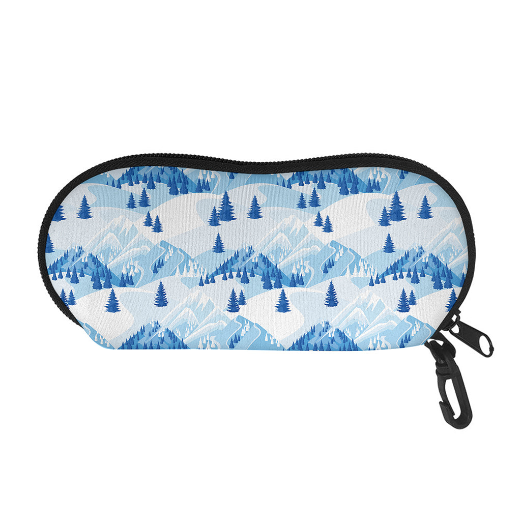 Skiing Mountain Print Glasses Case