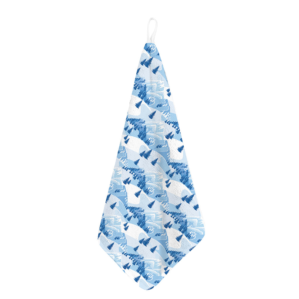 Skiing Mountain Print Hand Towel