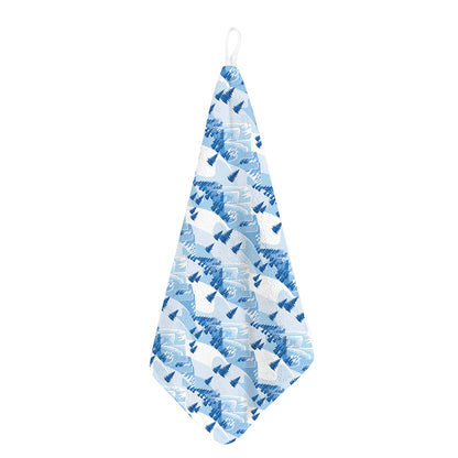 Skiing Mountain Print Hand Towel