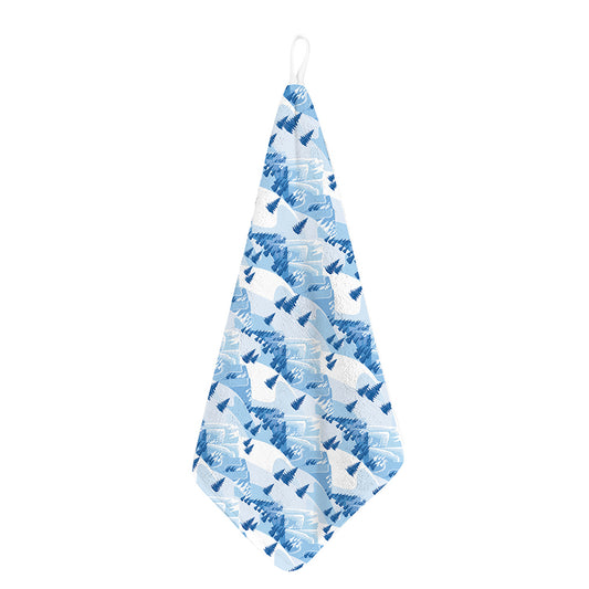 Skiing Mountain Print Hand Towel