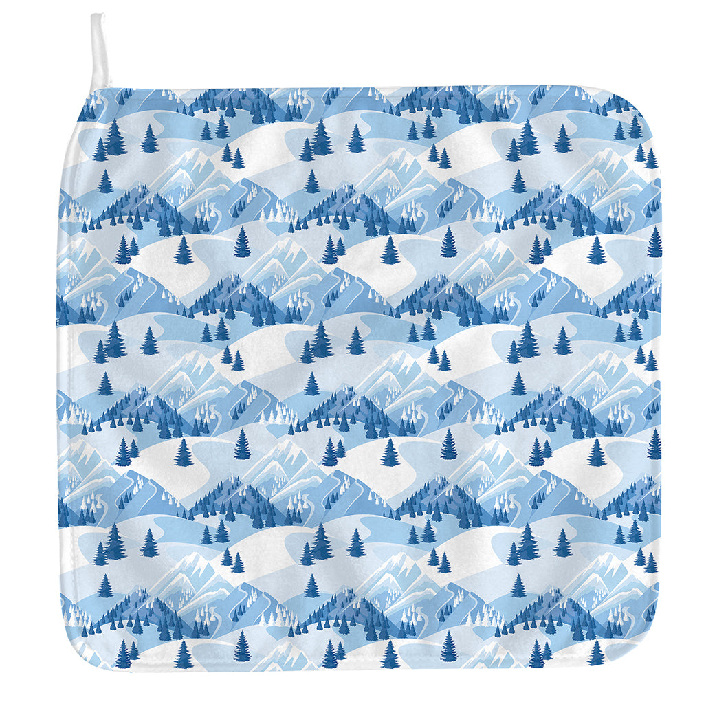 Skiing Mountain Print Hand Towel