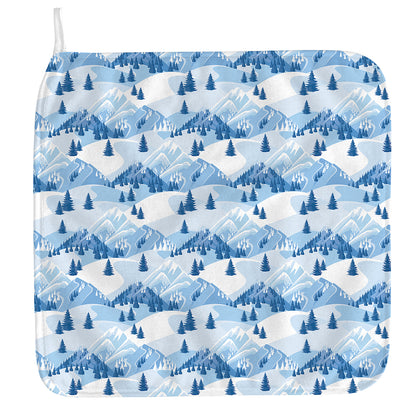 Skiing Mountain Print Hand Towel