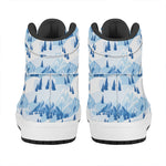 Skiing Mountain Print High Top Leather Sneakers