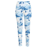 Skiing Mountain Print High-Waisted Pocket Leggings