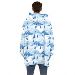 Skiing Mountain Print Hoodie Blanket