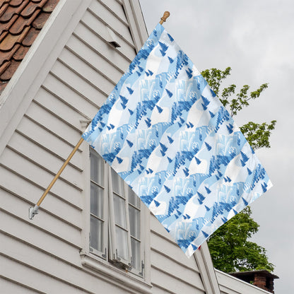 Skiing Mountain Print House Flag