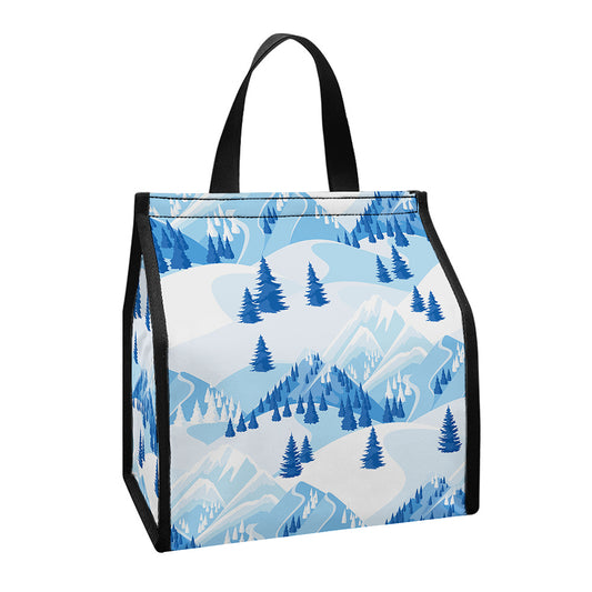Skiing Mountain Print Insulated Lunch Tote