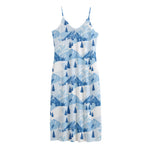 Skiing Mountain Print Jersey Midi Cami Dress