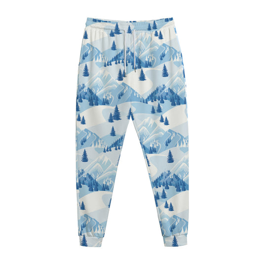Skiing Mountain Print Jogger Pants