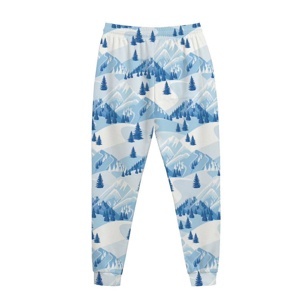 Skiing Mountain Print Jogger Pants
