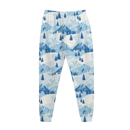 Skiing Mountain Print Jogger Pants