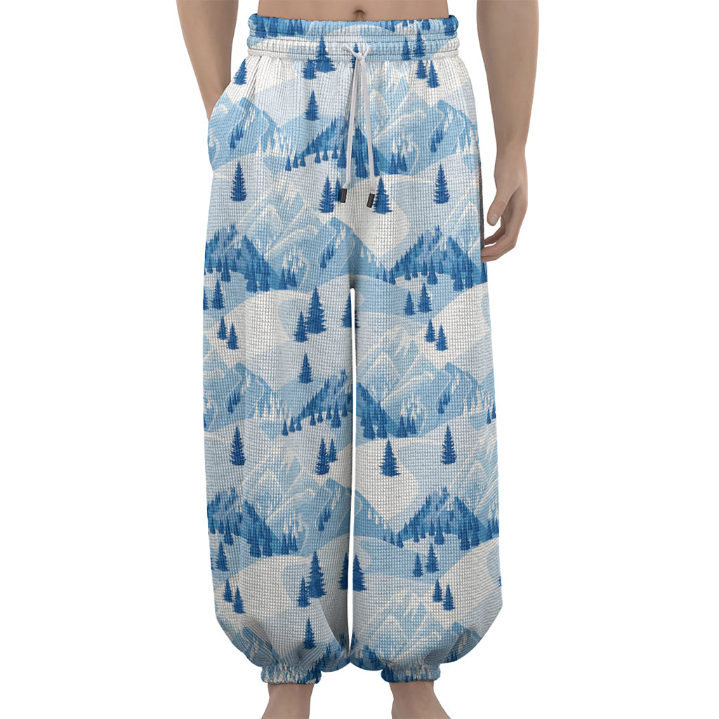 Skiing Mountain Print Lantern Pants