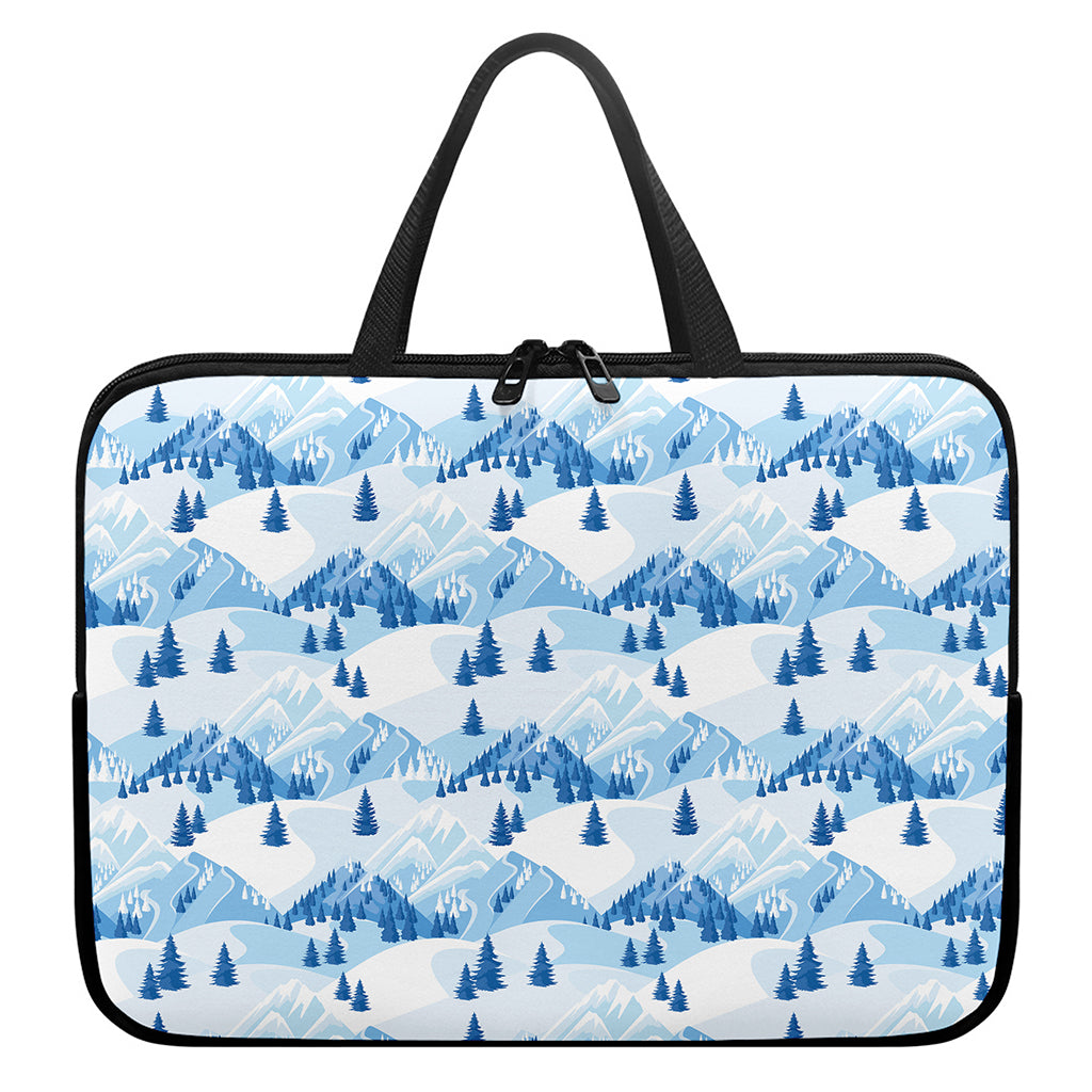 Skiing Mountain Print Laptop Sleeve With Handle