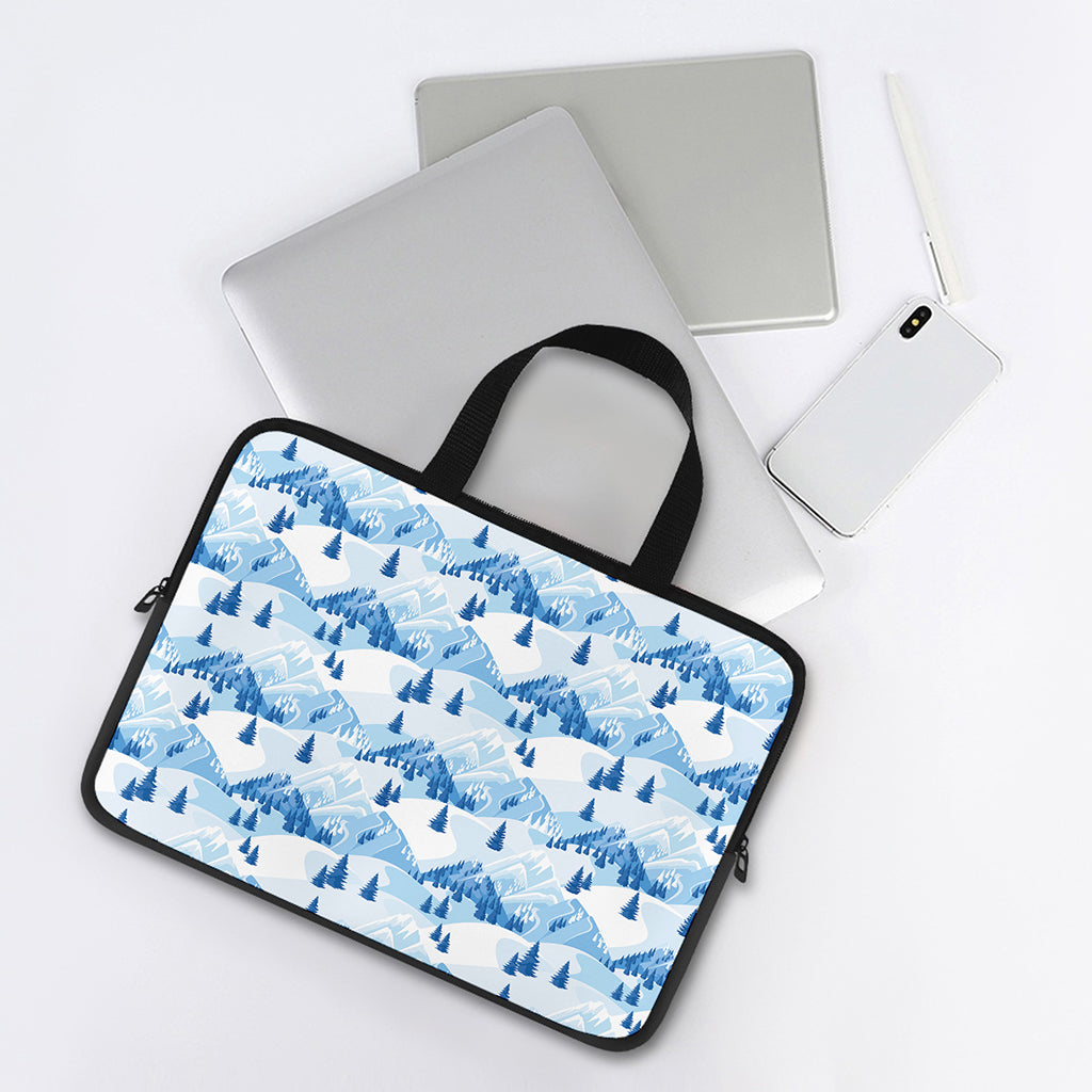 Skiing Mountain Print Laptop Sleeve With Handle