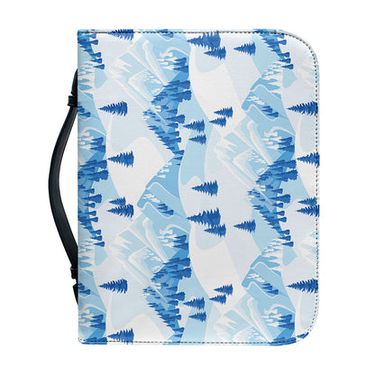 Skiing Mountain Print Leather Bible Cover