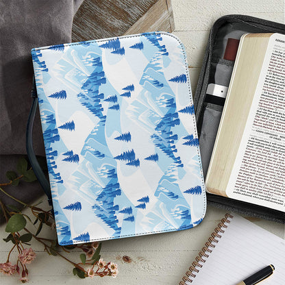 Skiing Mountain Print Leather Bible Cover