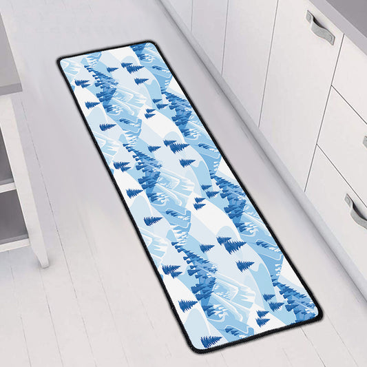 Skiing Mountain Print Long Kitchen Mat
