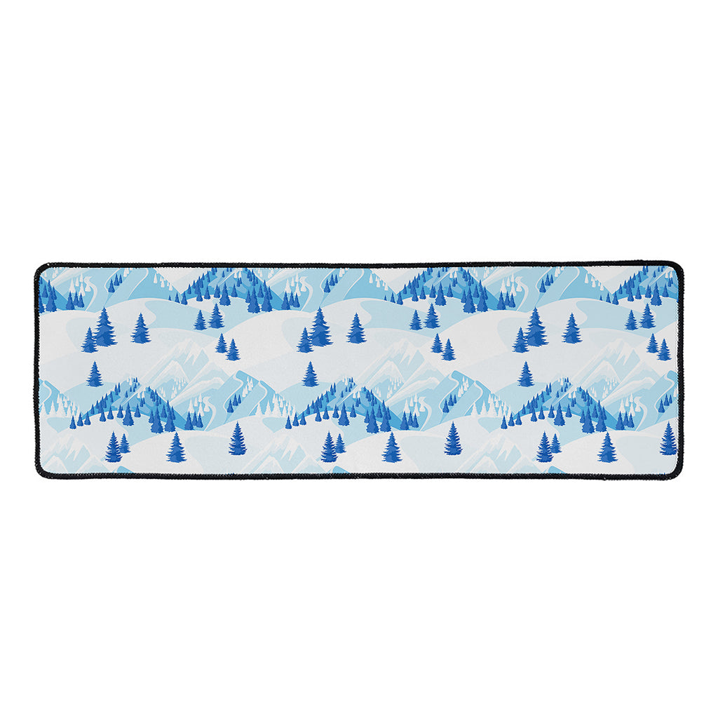 Skiing Mountain Print Long Kitchen Mat