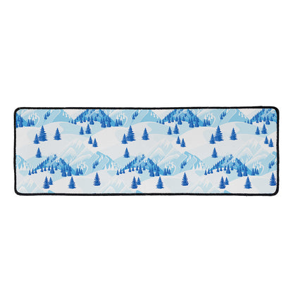 Skiing Mountain Print Long Kitchen Mat