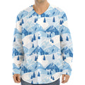 Skiing Mountain Print Long Sleeve Baseball Jersey