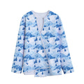 Skiing Mountain Print Long Sleeve Short Coat