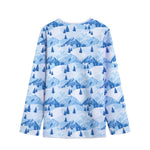 Skiing Mountain Print Long Sleeve Short Coat