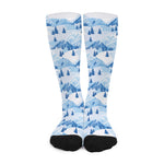 Skiing Mountain Print Long Socks