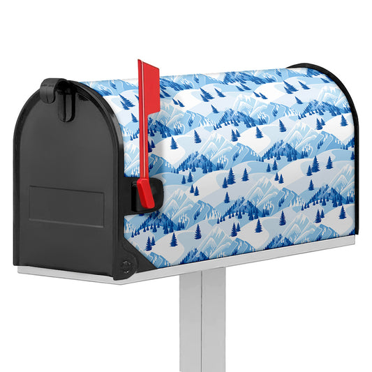 Skiing Mountain Print Mailbox Cover