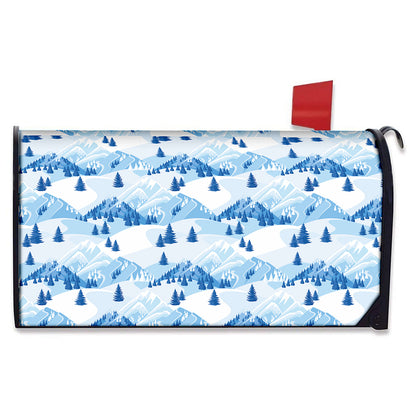 Skiing Mountain Print Mailbox Cover