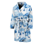Skiing Mountain Print Men's Bathrobe