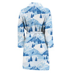 Skiing Mountain Print Men's Bathrobe