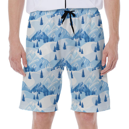 Skiing Mountain Print Men's Beach Shorts