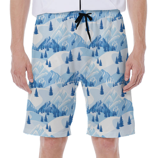Skiing Mountain Print Men's Beach Shorts